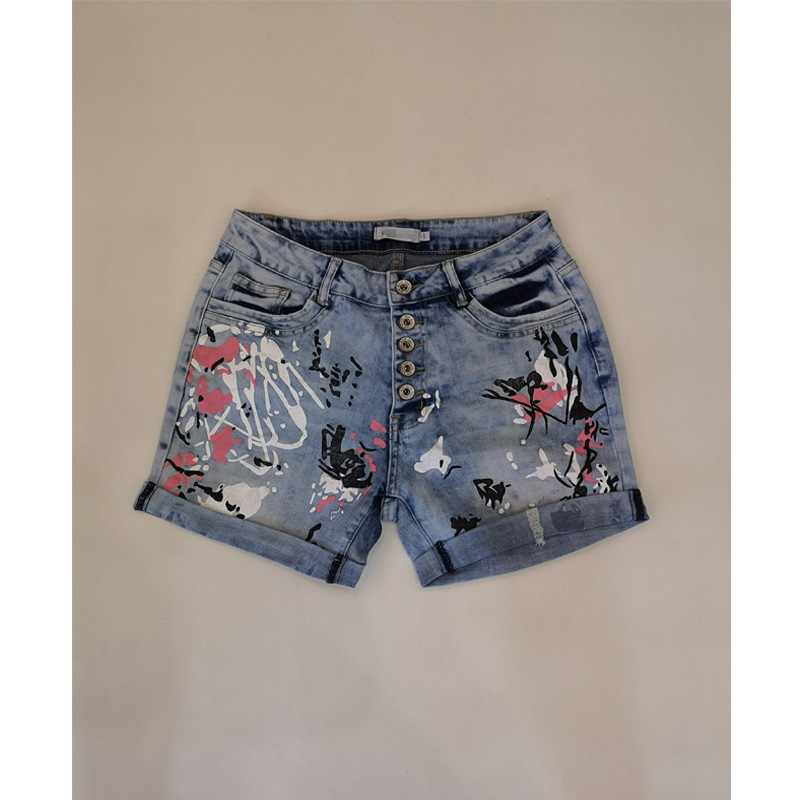 Shorts washed printed jeans image 3