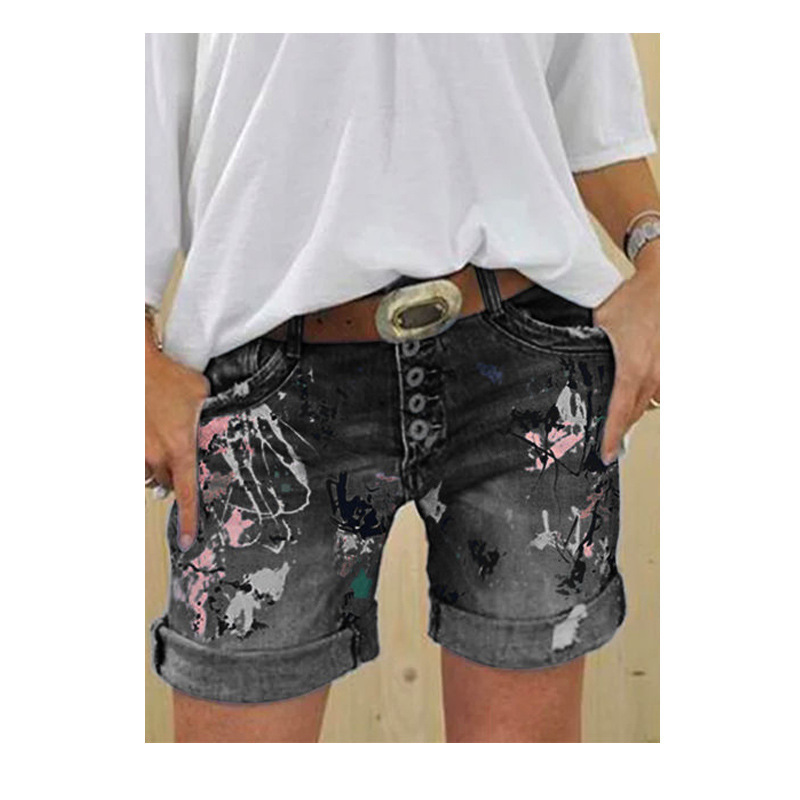 Shorts washed printed jeans image 5