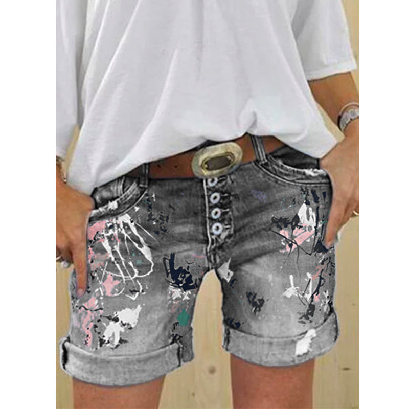 Shorts washed printed jeans image 6