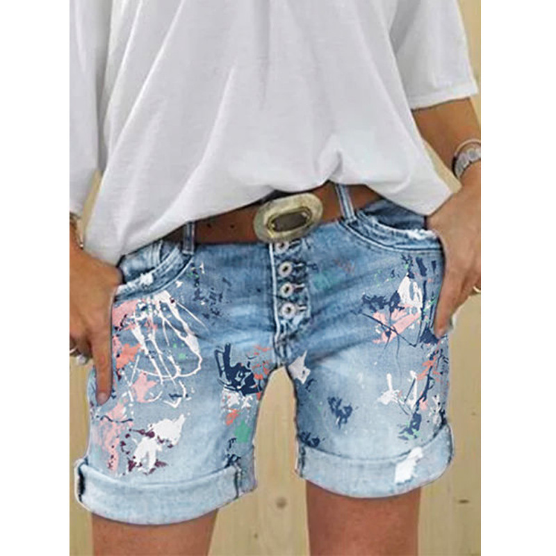 Shorts washed printed jeans image 2