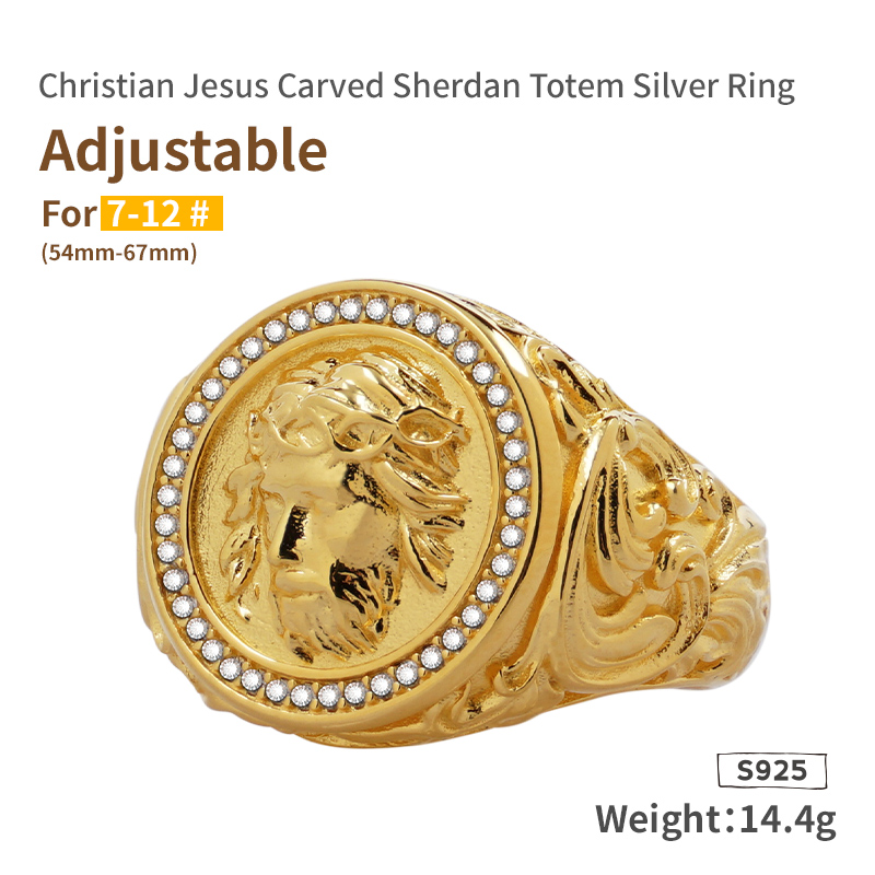 Men's Fashion Adjustable Engraved Ring Image 5