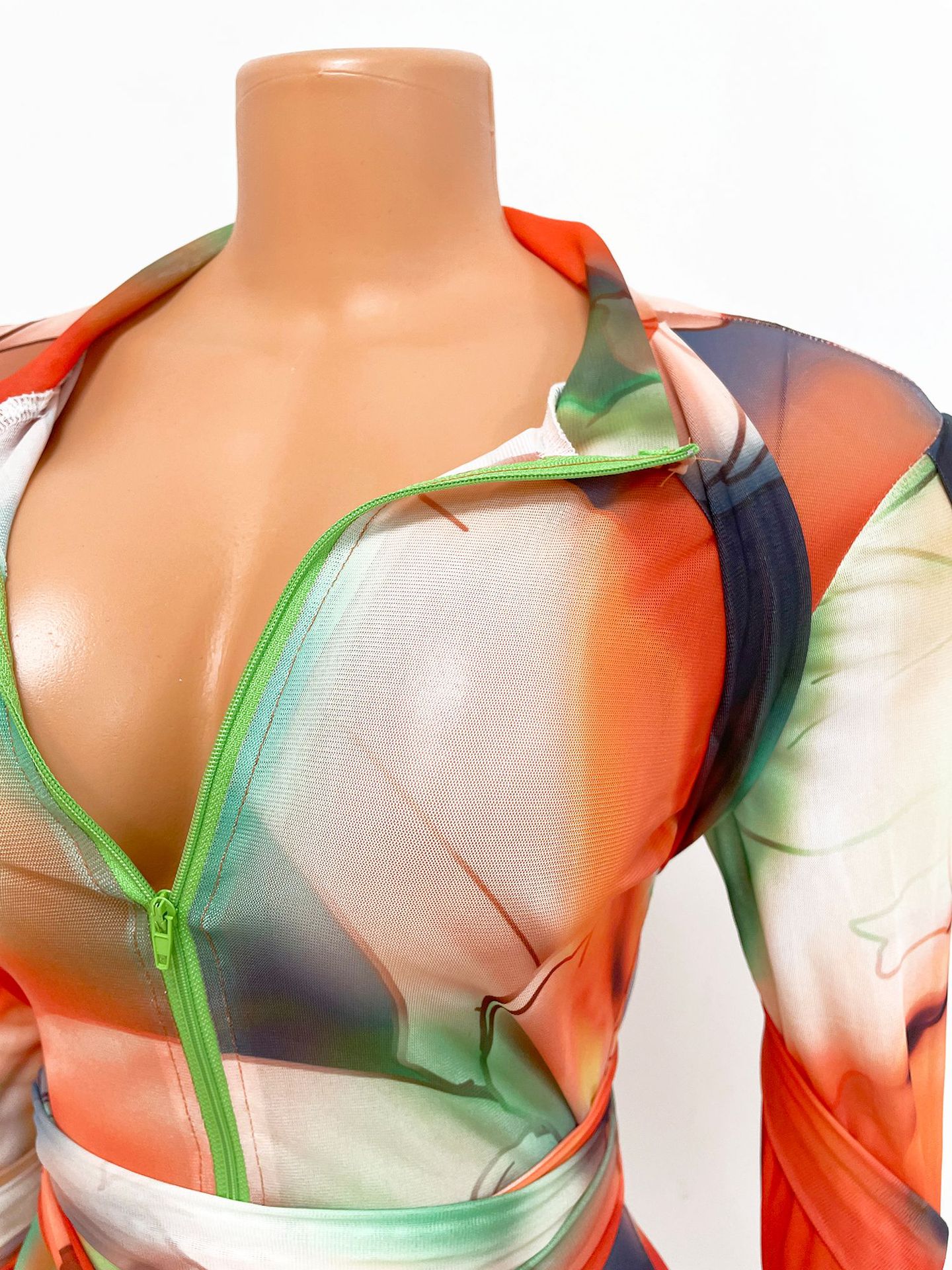 Women's Mesh See-through Printed Dress