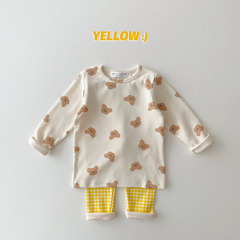 Cartoon Elastic Multi Color Children's Home Clothes Suit