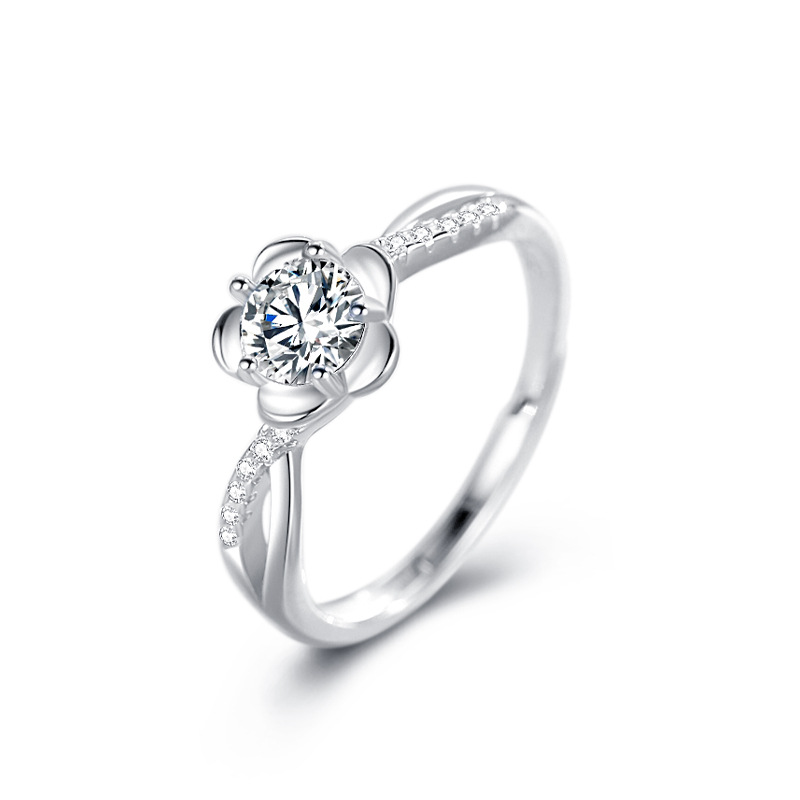 Sterling Silver S925 Peach Blossom Female Ring 3