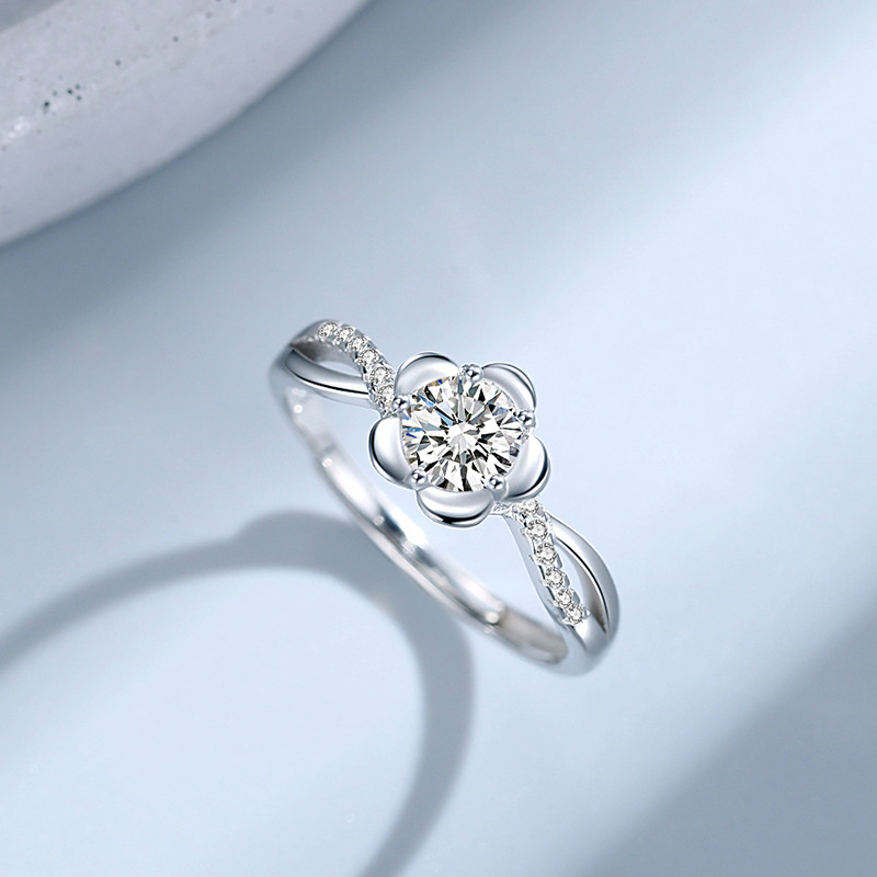 Sterling Silver S925 Peach Blossom Female Ring 4