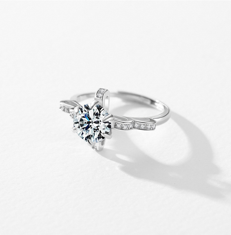 Women's S925 Sterling Silver Light Luxury Crown Garland Ring Image 6