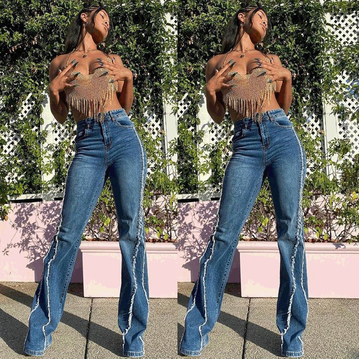 Women's Fashion High Waist Straight Jeans Image 4