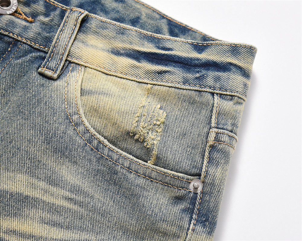Distressed Scratches Denim Pants - Image 4