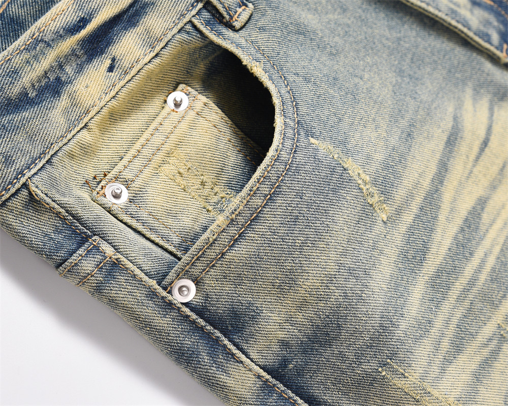 Distressed Scratches Denim Pants - Image 3