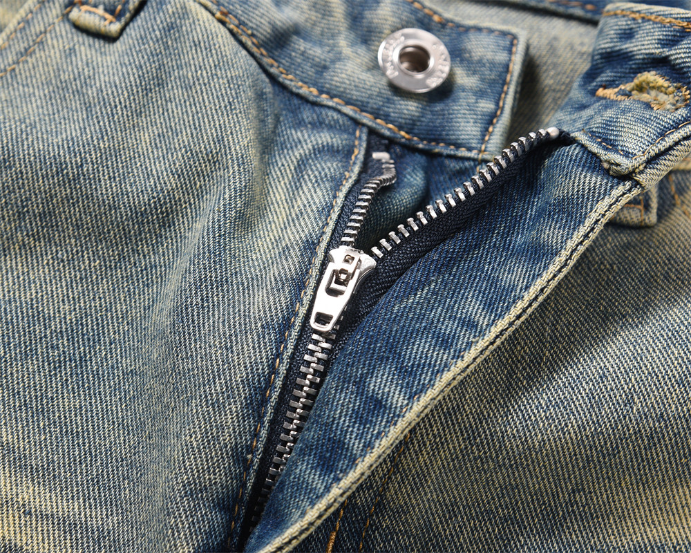Distressed Scratches Denim Pants - Image 7