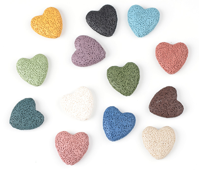 Colorful Heart-shaped Volcanic Rock Bracelet