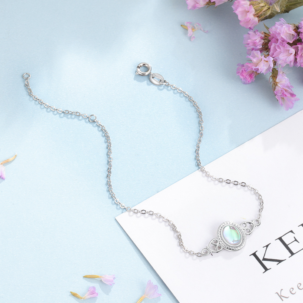 Close-up of Oval Moon Stone Bracelet
