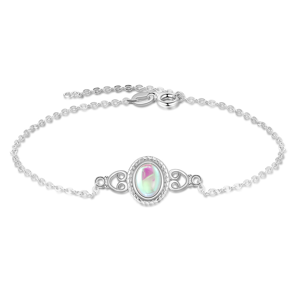 Stylish Silver Bracelet with Moon Stone