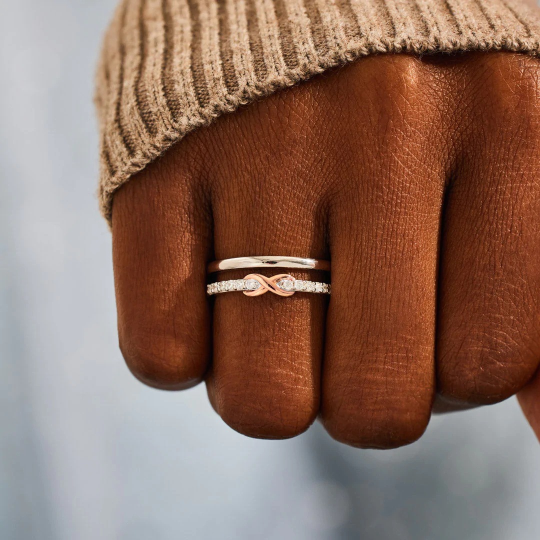 S925 Sterling Silver Double-layer Dense Nail Infinite Ring 2