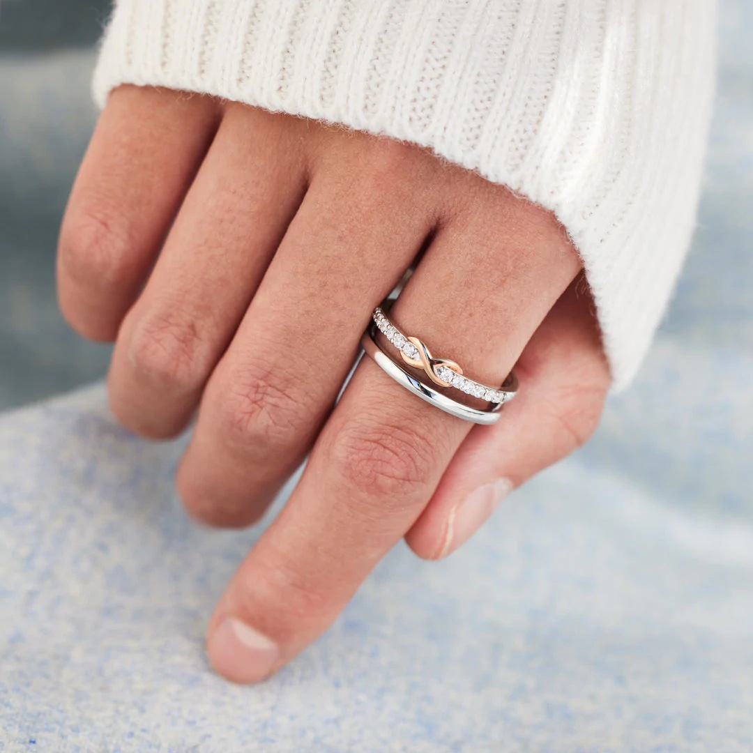 S925 Sterling Silver Double-layer Dense Nail Infinite Ring 1