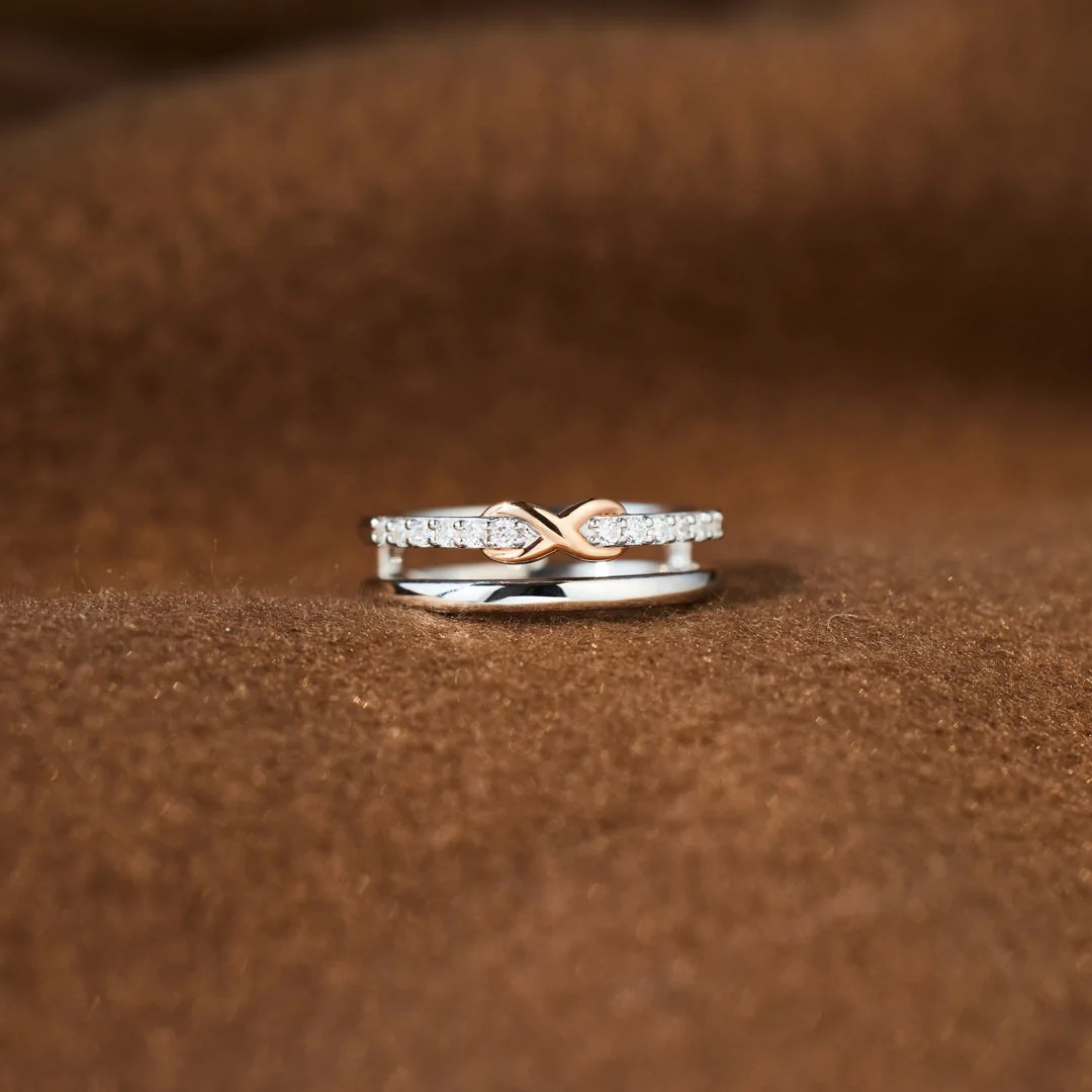 S925 Sterling Silver Double-layer Dense Nail Infinite Ring 5
