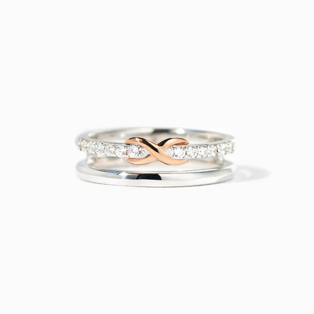 S925 Sterling Silver Double-layer Dense Nail Infinite Ring 8