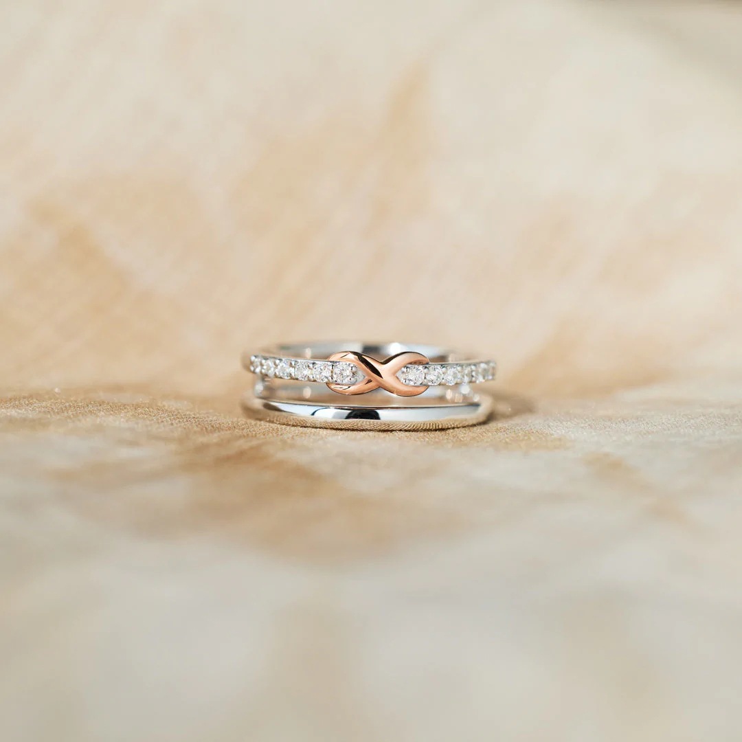 S925 Sterling Silver Double-layer Dense Nail Infinite Ring 4