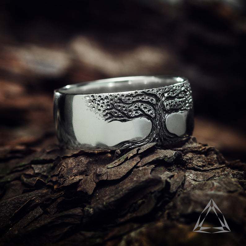 Retro Carved Tree Of Life Simple Ring - Image 5