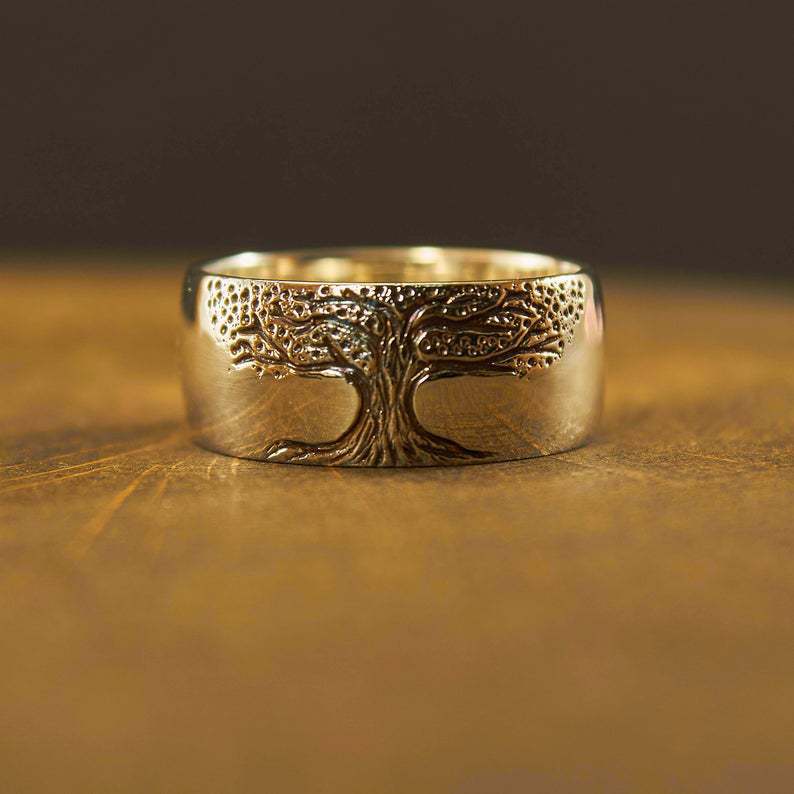 Retro Carved Tree Of Life Simple Ring - Image 3