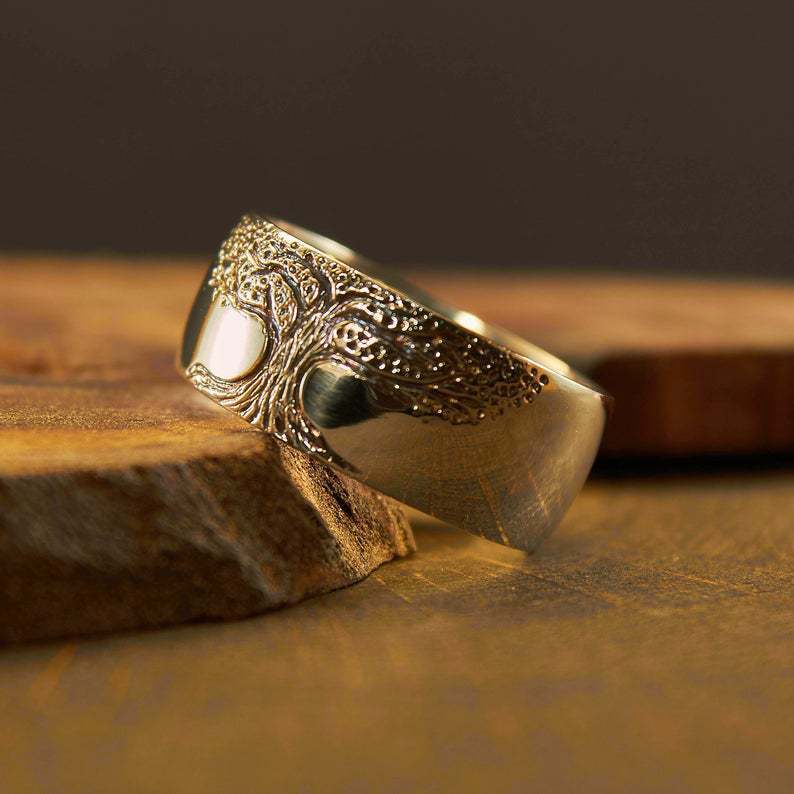 Retro Carved Tree Of Life Simple Ring - Image 2