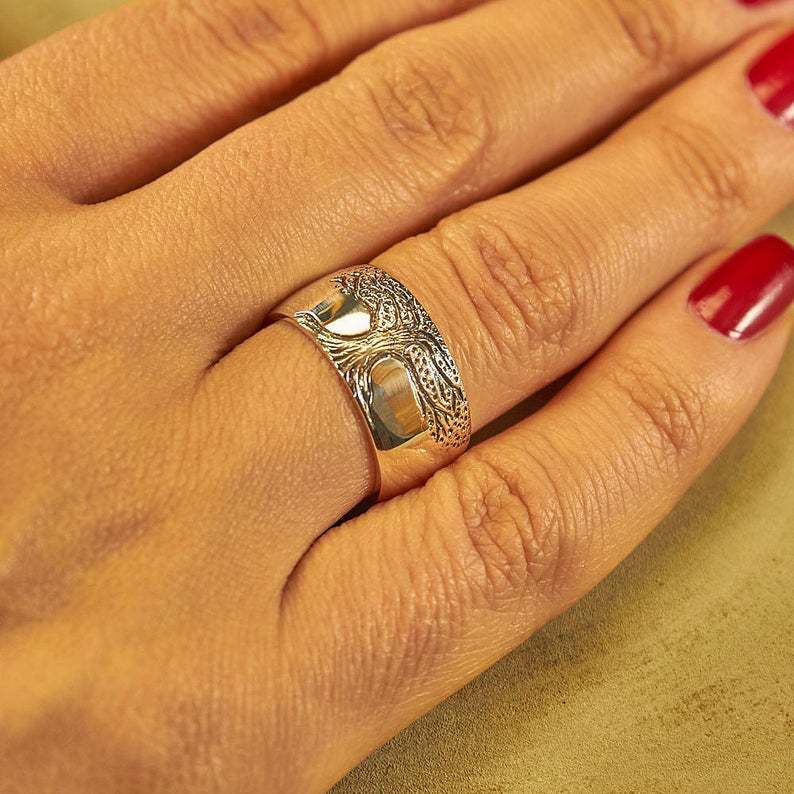 Retro Carved Tree Of Life Simple Ring - Image 1
