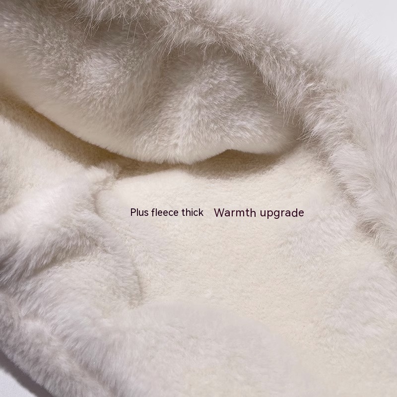 Plush Knitted Hat in Milky White