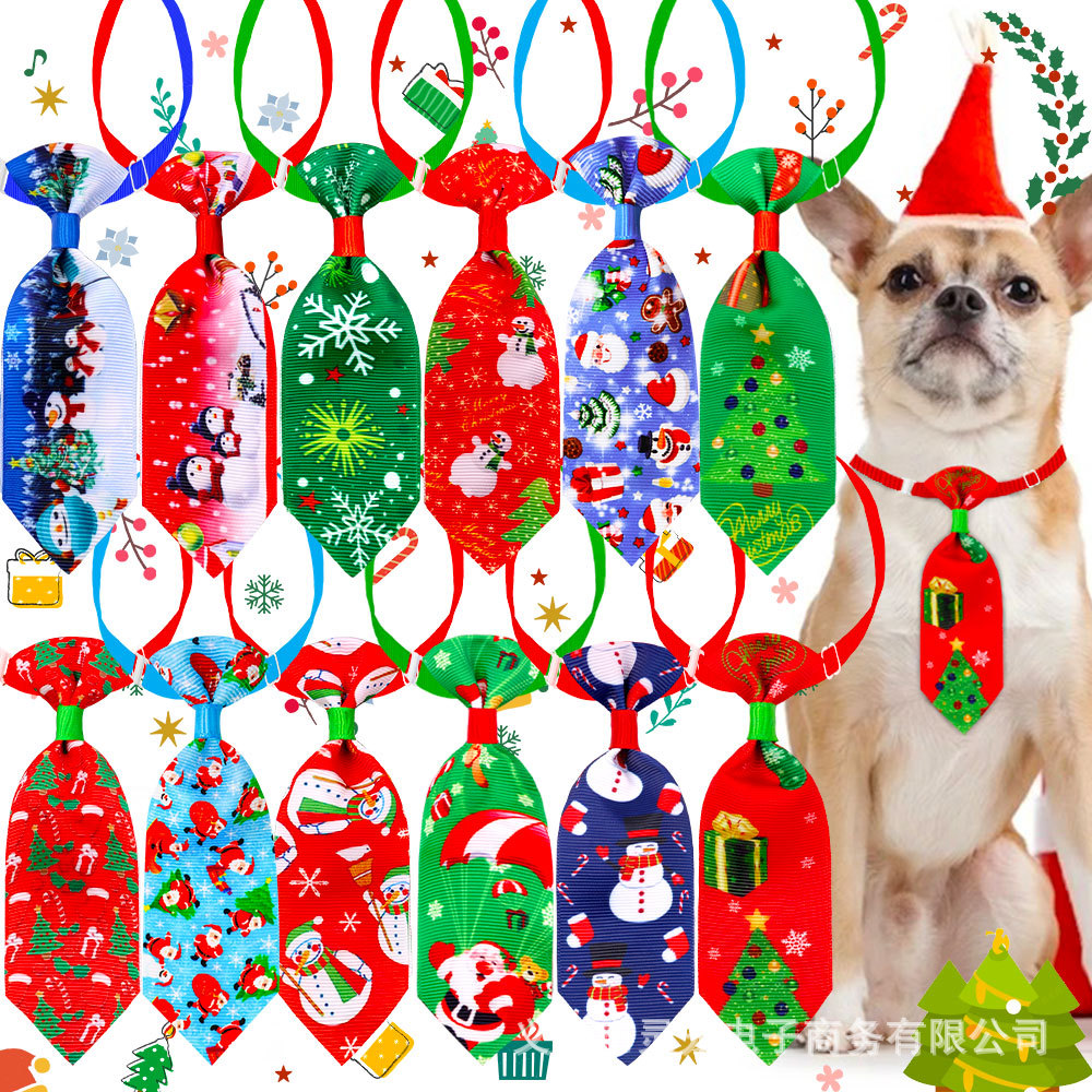 Pet Christmas Cute Printed Small Necktie Image 3