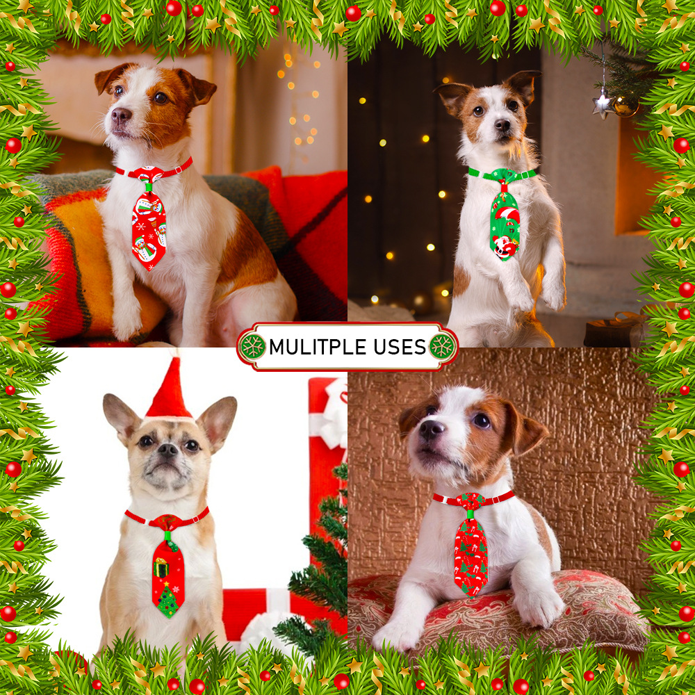 Pet Christmas Cute Printed Small Necktie Image 5