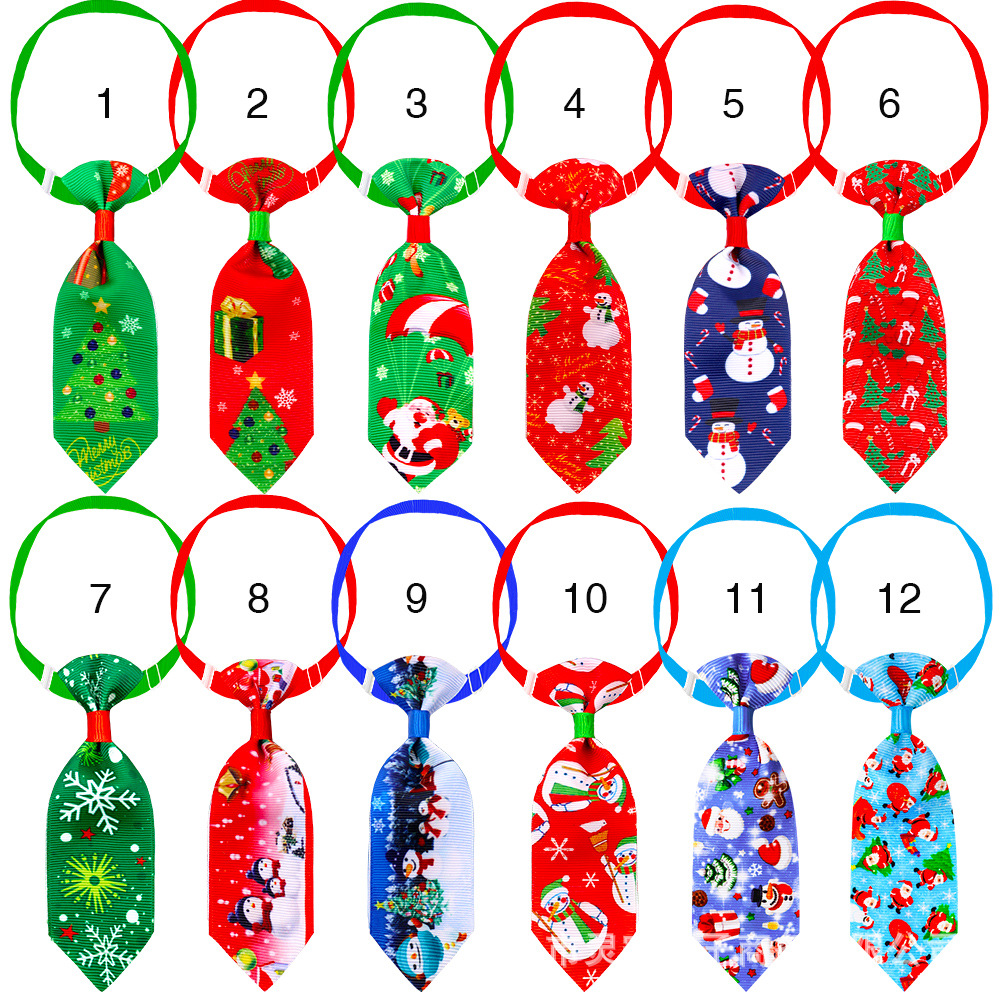 Pet Christmas Cute Printed Small Necktie Image 4