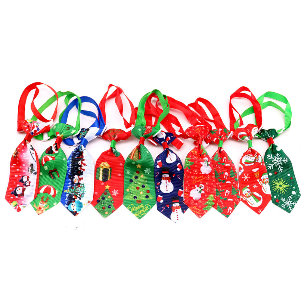 Pet Christmas Cute Printed Small Necktie Image 1