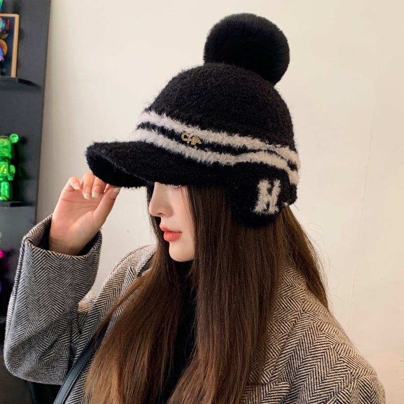 Thickened Knitting Peaked Cap - Light Coffee