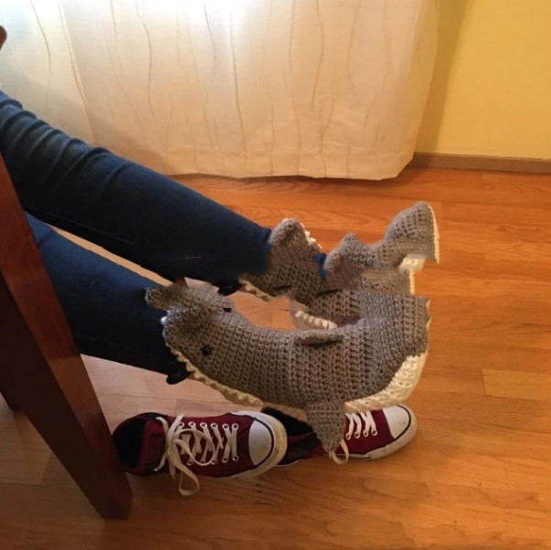 Shark Bite Wool Knitted Slippers