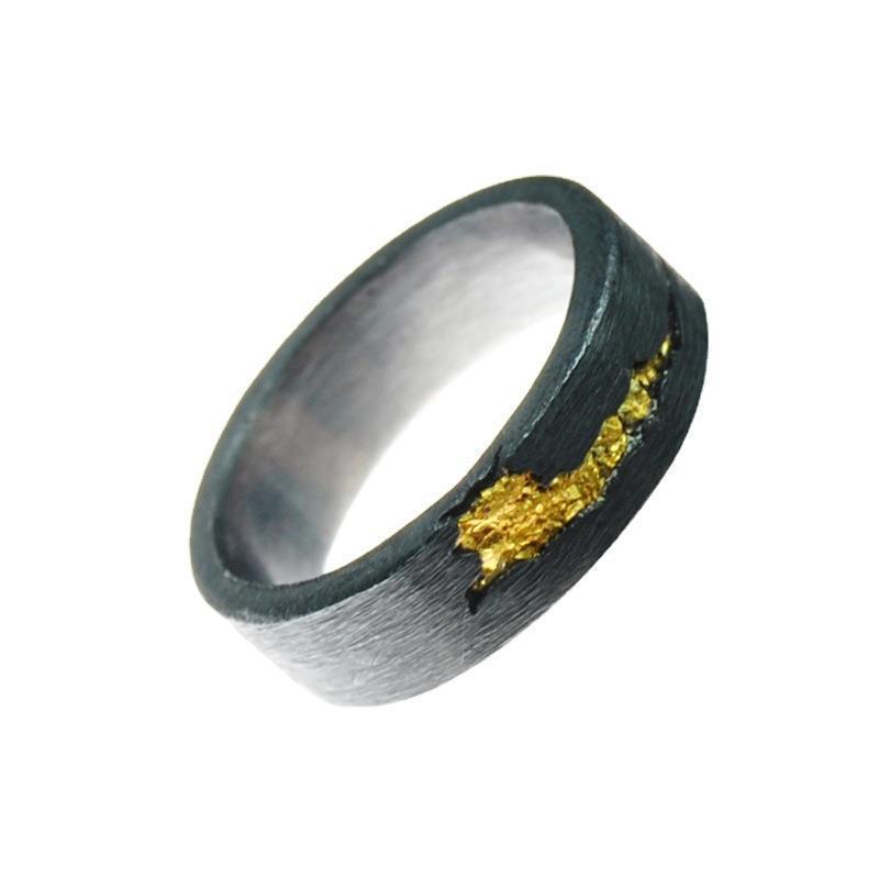 Black Gold Drawing Men's Single Ring 3