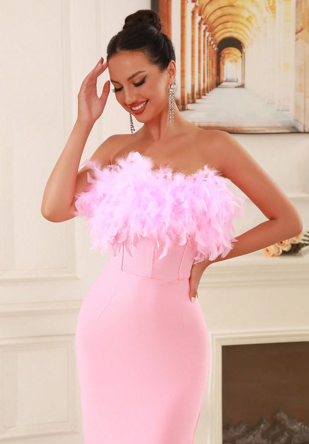 Feather Tube Top Dress Image 2