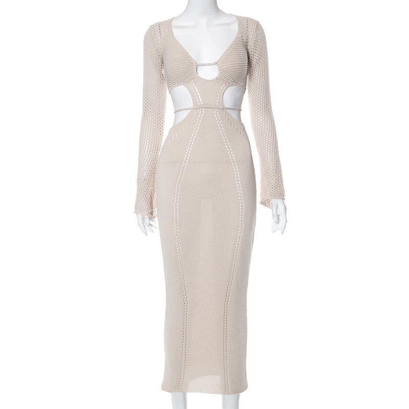 Ladies Long Sleeve Hollow Dress - Image 4