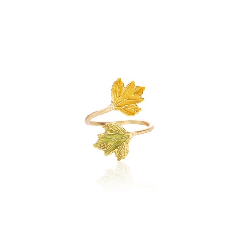 Artistic Retro Mori Style Maple Leaf Ring 2