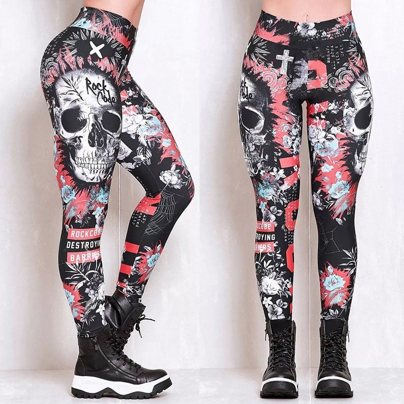 Back view of Skull Witch Print Leggings