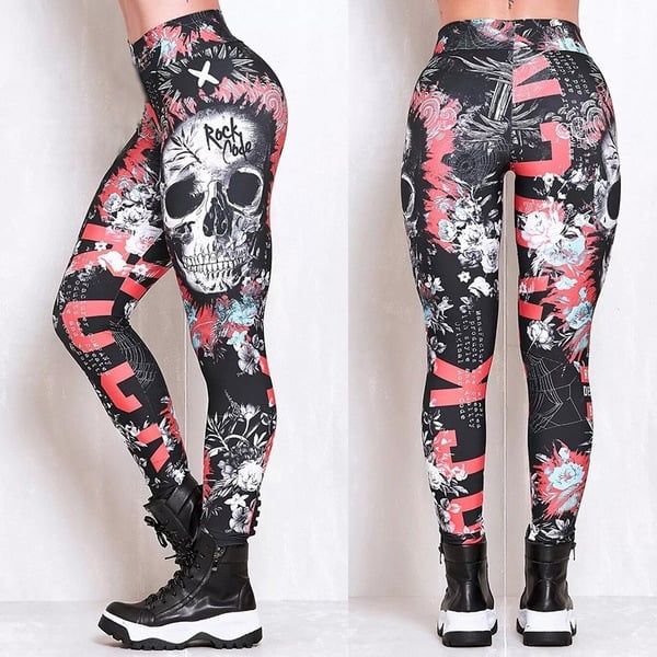 Skull Witch Print Leggings