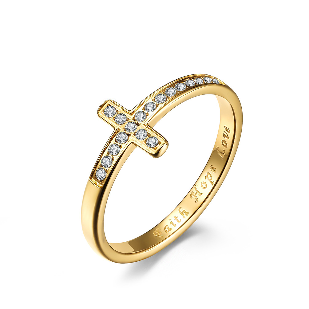 Women's Fashion Cross -studded Ring - Image 4
