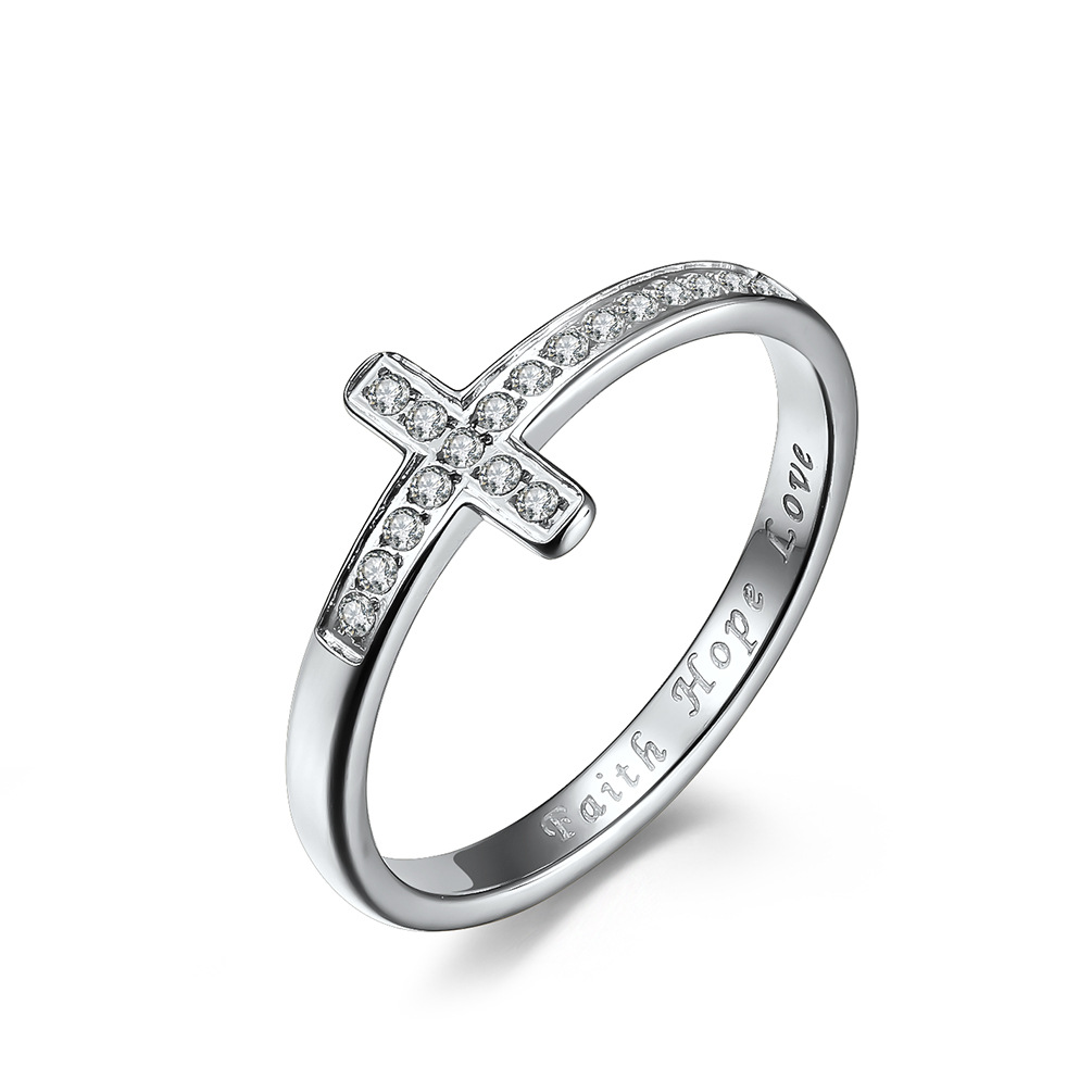 Women's Fashion Cross -studded Ring - Image 5