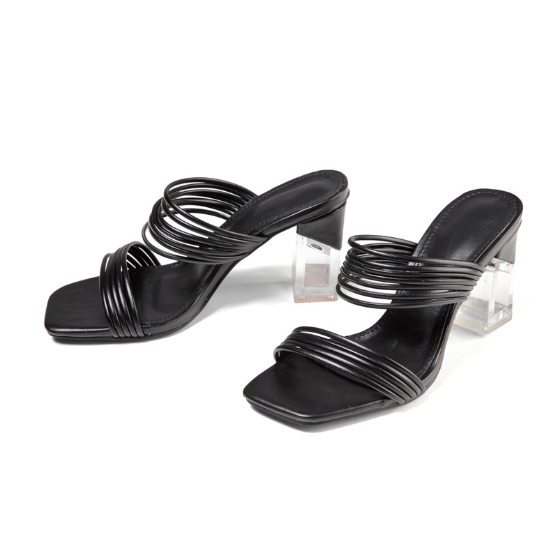 Transparent Crystal Heel Sandals Image 3