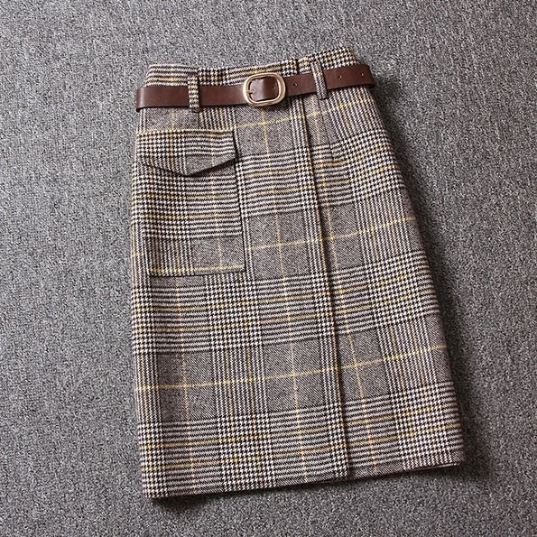 Woolen Plaid Skirt Image 2