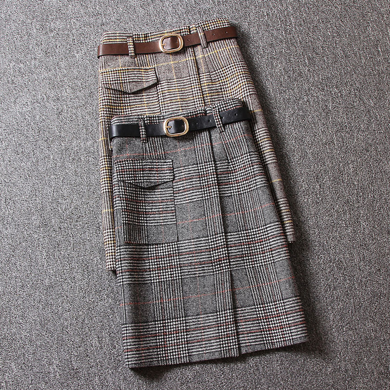 Woolen Plaid Skirt Image 4
