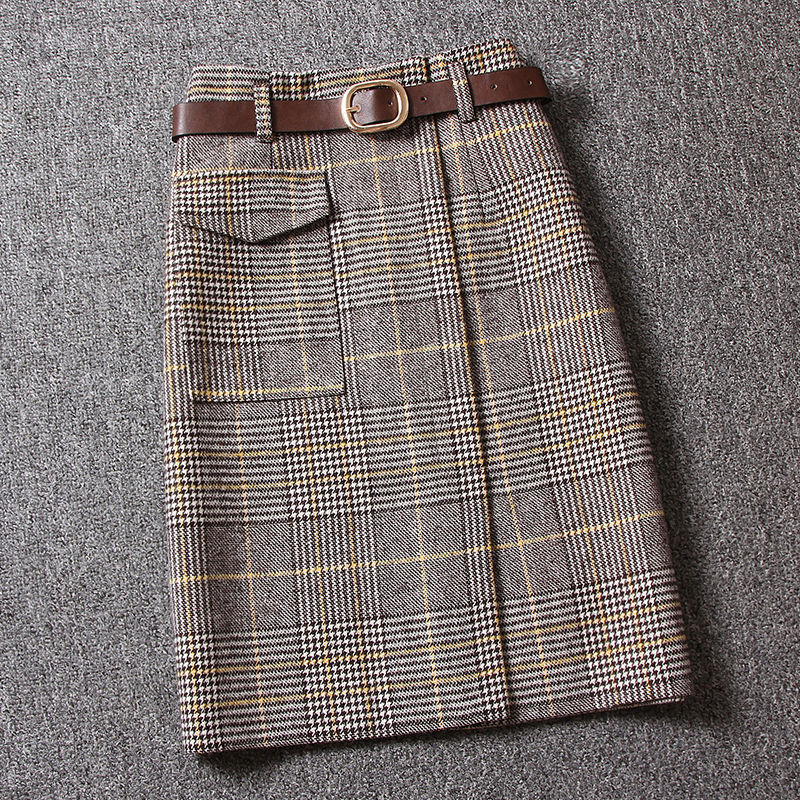 Woolen Plaid Skirt Image 5
