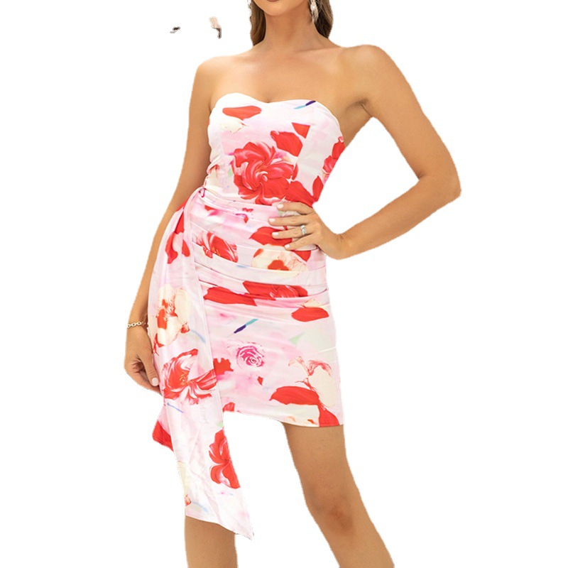 Printed Tube Top Dress Detail