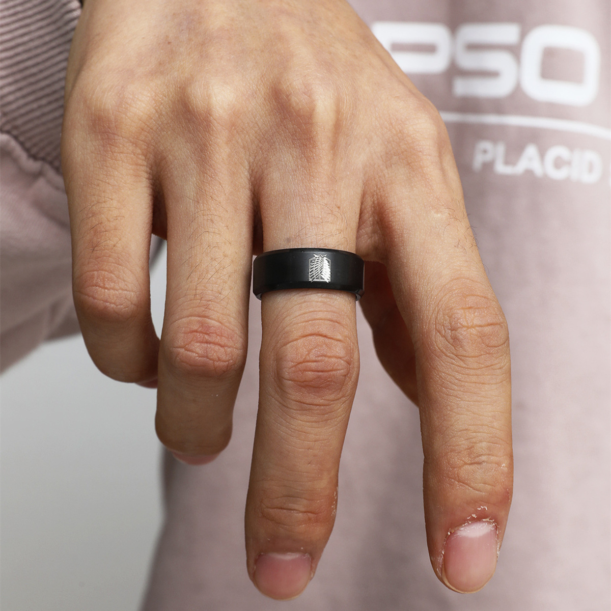 Bague aile libre en acier inoxydable 8 mm pour homme - Doré