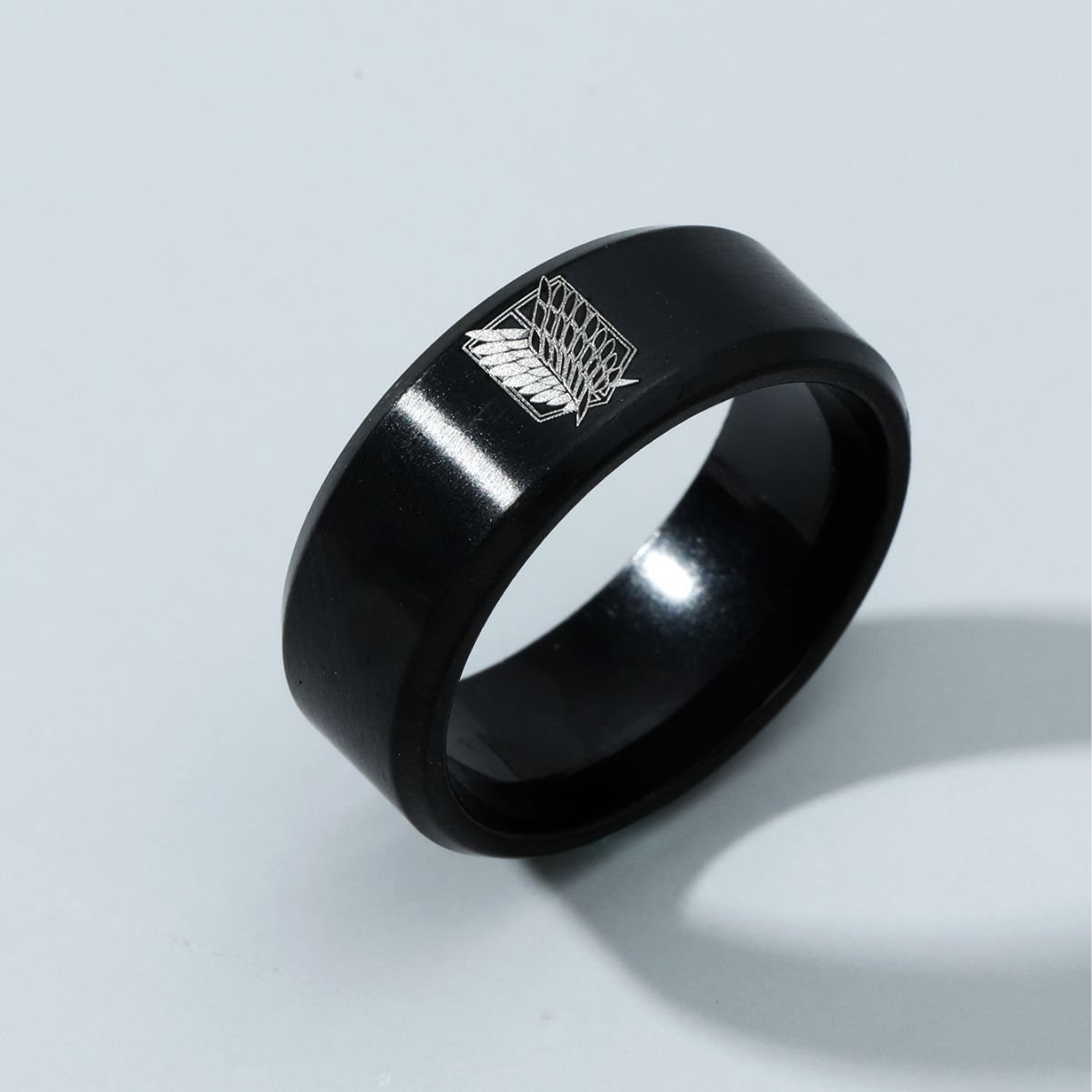 Bague aile libre en acier inoxydable 8 mm pour homme - Argent
