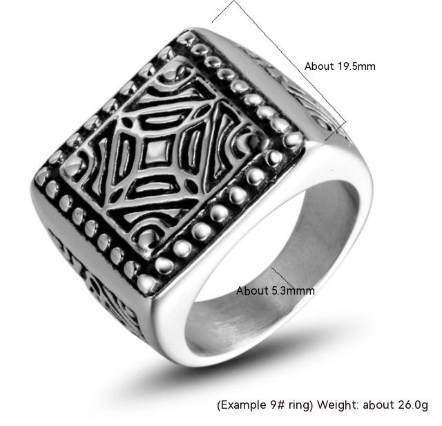 Personalized Men's Trendy Square Ring Image 7