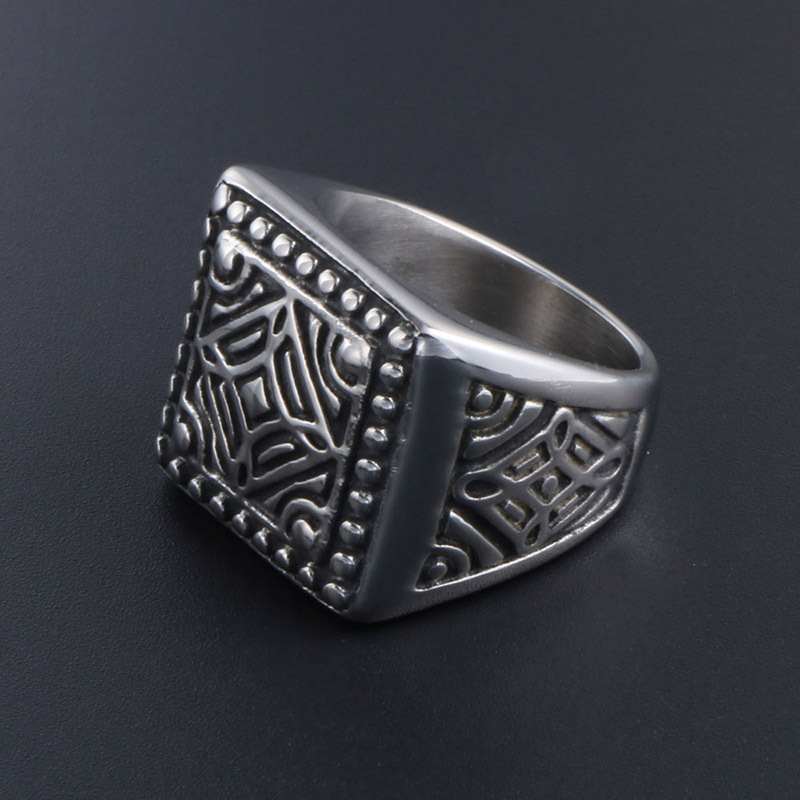 Personalized Men's Trendy Square Ring Image 3